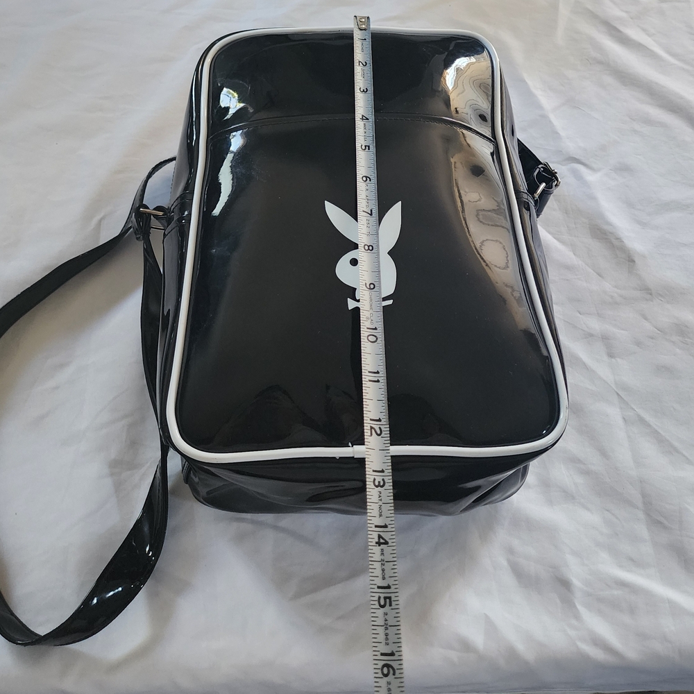 Playboy Black Vinyl Crossbody Bag with White Trim - Picture 6 of 9